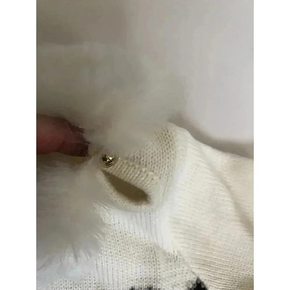 NWT ***With Flaw***  Janie And Jack Fair Isle Sweater With Fur Collar - Picture 4 of 8